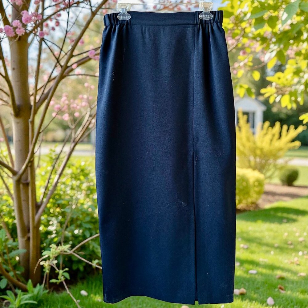 JG Petite By Joyce Skirt Black Maxi Deep Slit Vintage 80's USA size 12